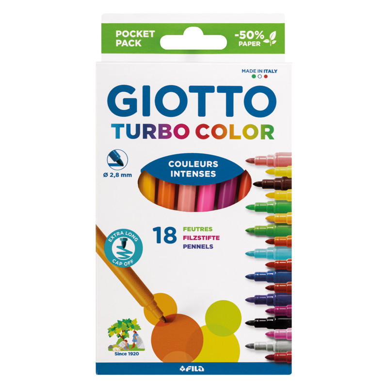 TURBO COLOR 18 FEUTRES COLORIS ASSORTIS